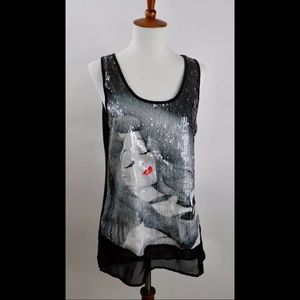 Disney Sleeping Beauty Aurora Black Sequins Tank